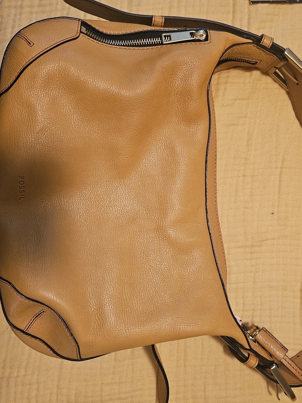 Fossil Cognac Pebbled Leather Shoulder Hobo